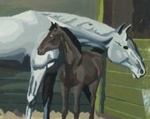 2 Paint By Number Horse painings framed