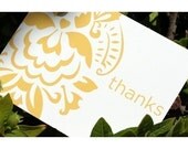 Mustard Damask Thank You Flat Notecards - Sweet n Simple - Nina