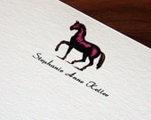 12 Custom Recycled Vintage Horse Stationery - Choice of Hot Pink or Blue