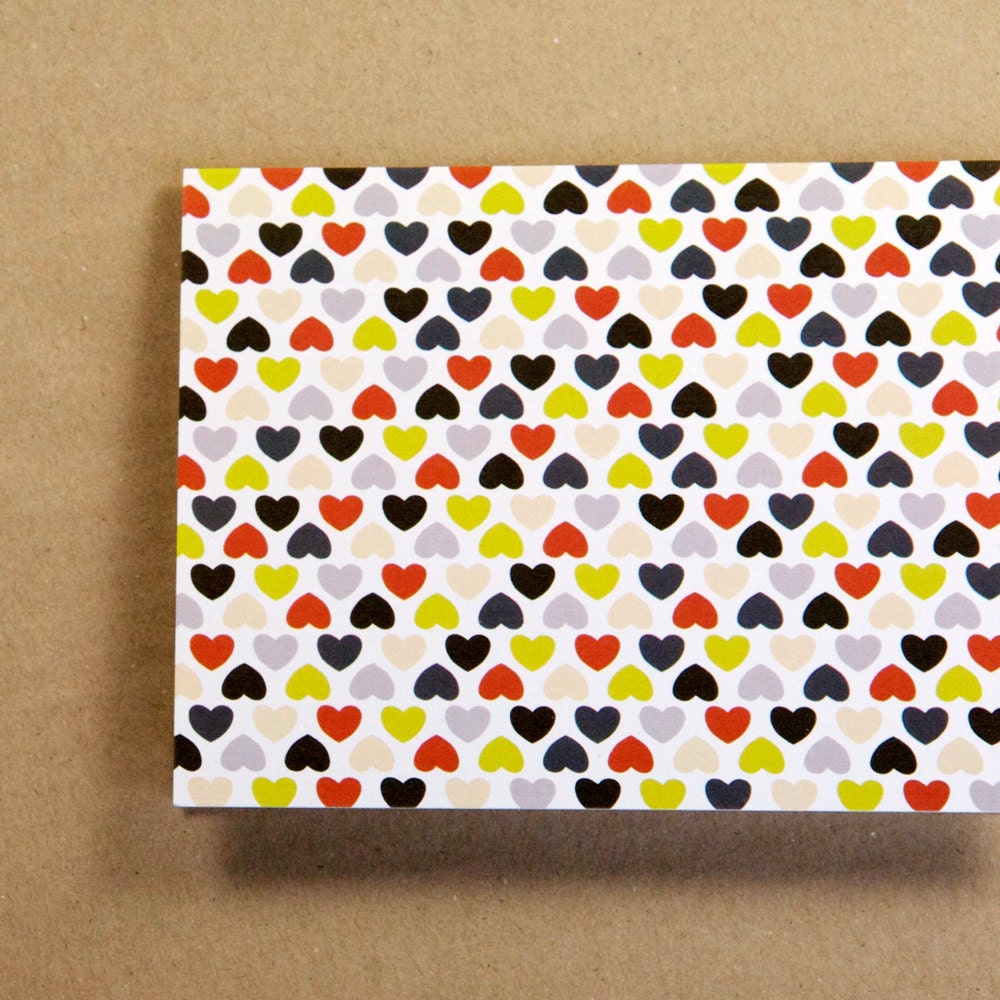 Recycled Blank Greeting Cards - Modern Hearts in Electric Pop Hues - Catherine