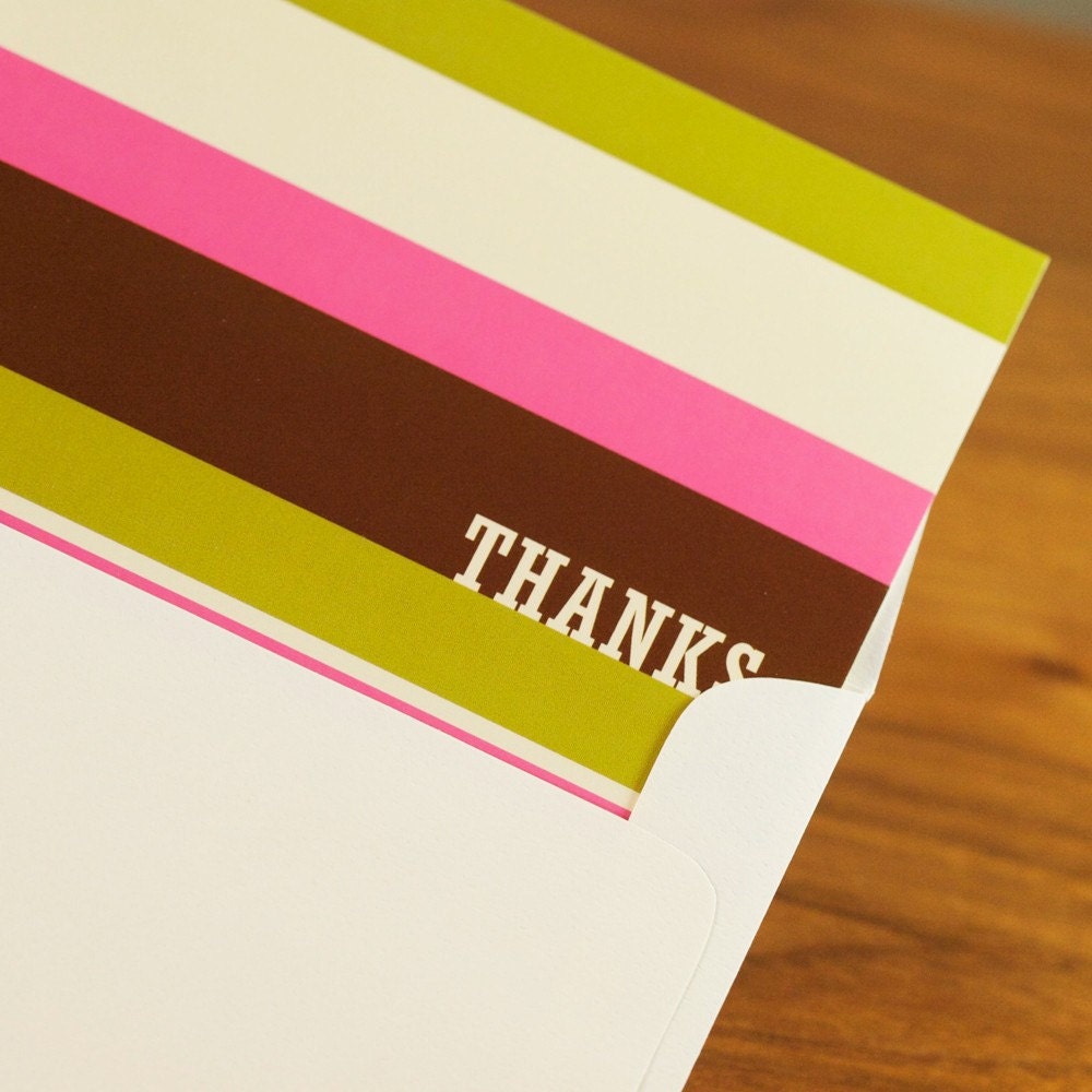 10 Neapolitan Thank You Cards - Preppy Stripe - Johnny