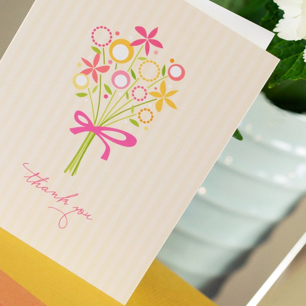 10 Modern Spring Flower Bouquet Thank You Cards - Emma