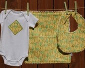 Bright trees and leaves --- Baby gift set includes bib, burp cloth, onesie - Available in size Newborh - 24months