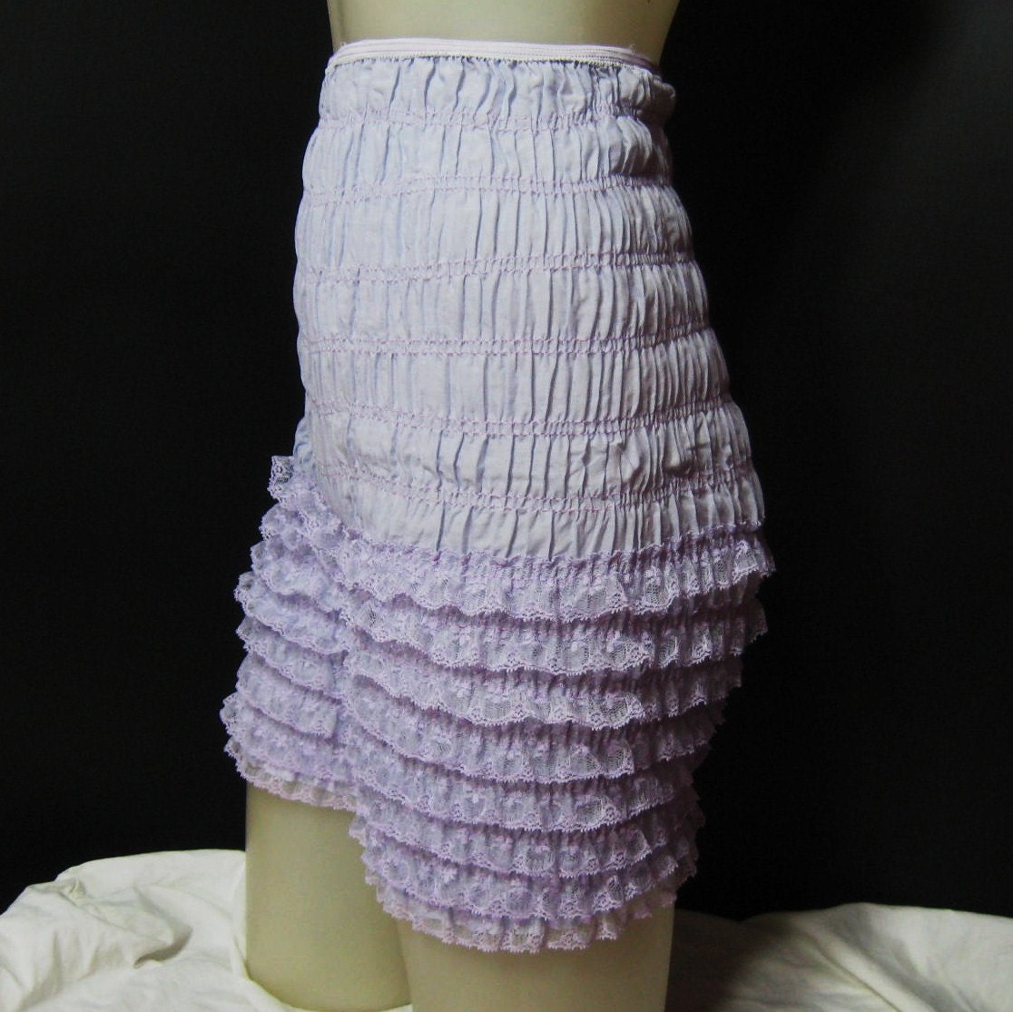 60s Lavender Pettipants Ruffled Lace Bloomers Knickers Purple Cotton Vintage Panties