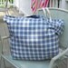 Over-Sized  Beach Tote Bag Blue and Cream Plaid