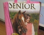 Upcycled Reusable market grocery tote bag for horse lovers