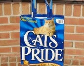 Upcycled market bag for cat lovers