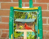 Upcycled market bag for bird lovers