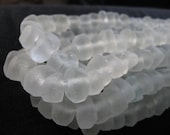 Recycled glass beads - white irregular beads - 15mm - 12 beads  (V115A)