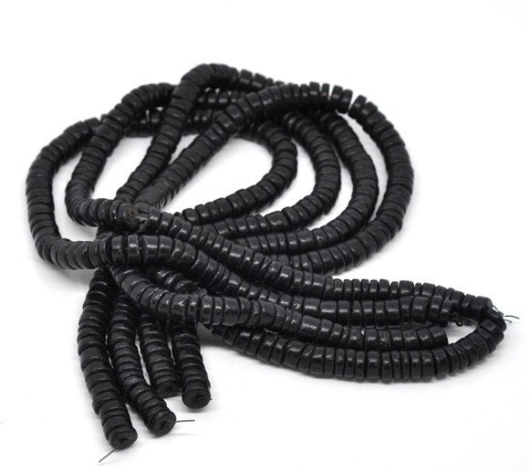 Black Coco wood Beads - Eco Friendly Donuts Rondelle Disk Beads 8mm - 100pcs  (PC214A)