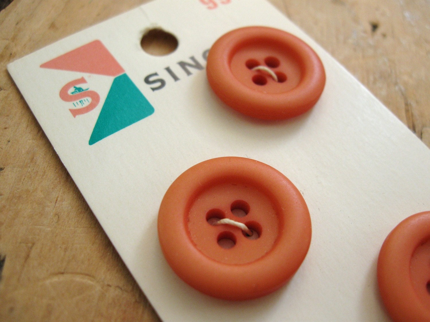 6 Retro Orange Buttons on Original Cards