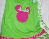 Minnie Mouse lime green zebra dress