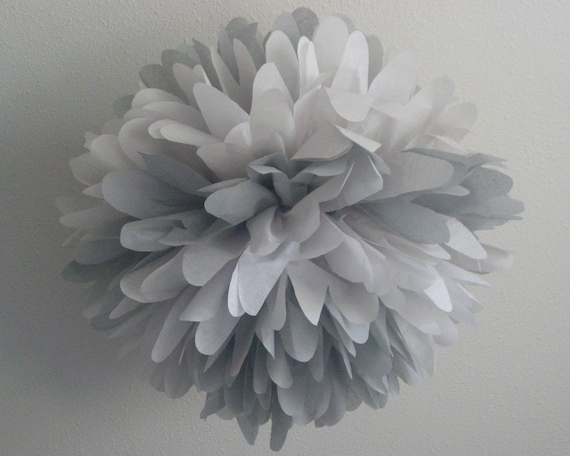 Gray Area ... 1 tissue paper pom // diy weddings // silver anniversary // graduation // nursery // party decorations