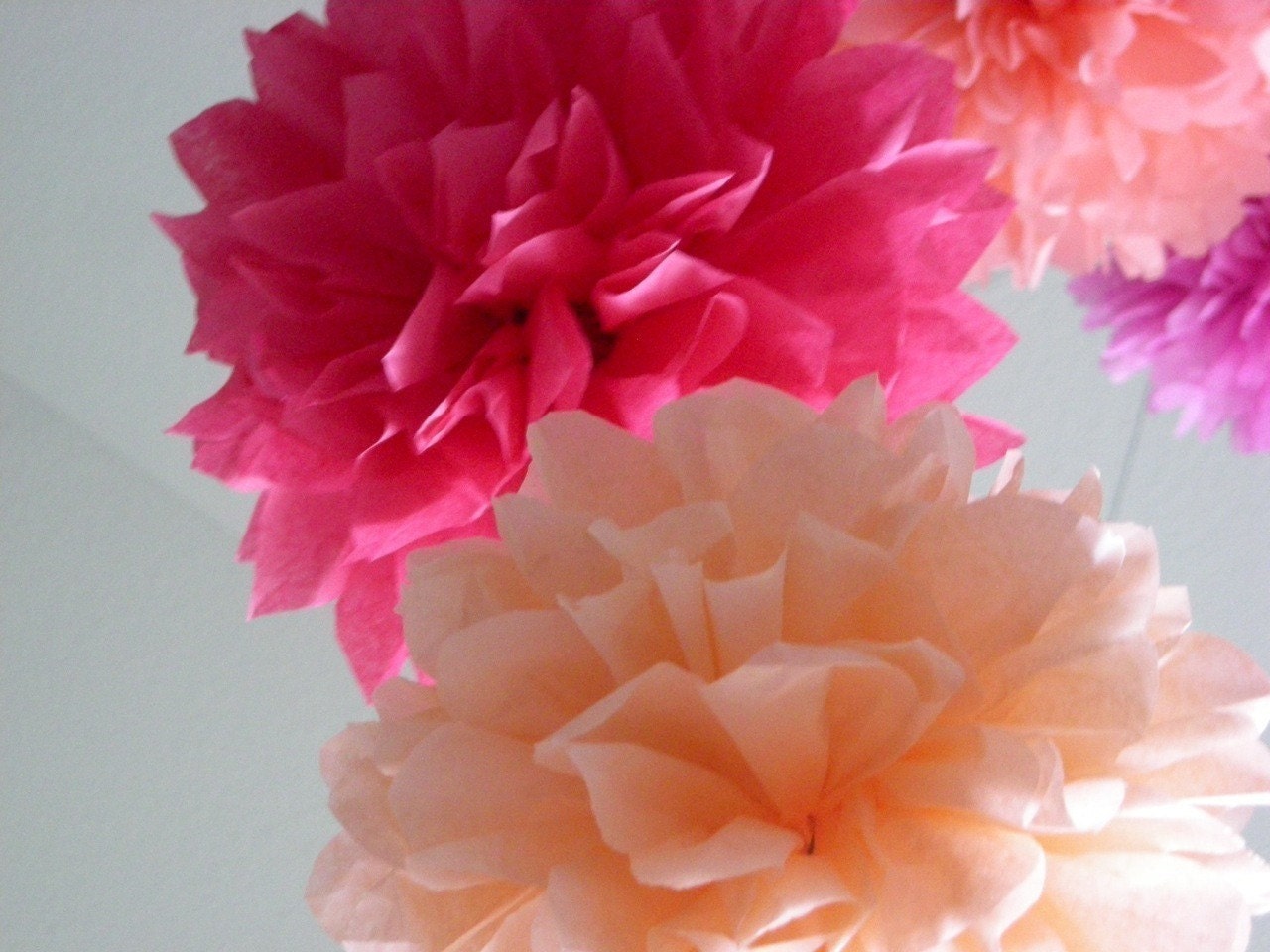 Summer Sorbet ... tissue paper pom mobile // nursery decoration