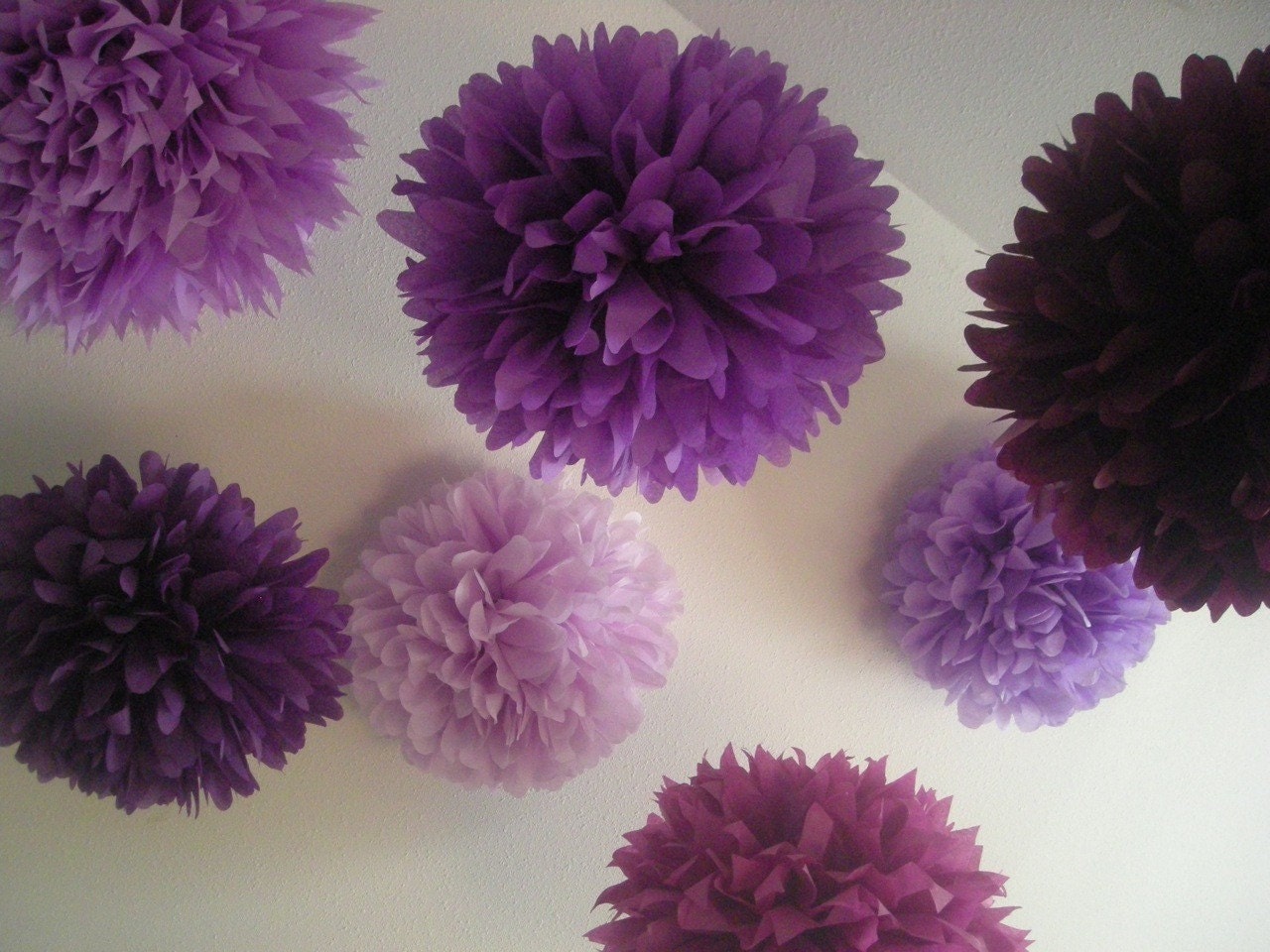 Mixed Up Purples ... 10 tissue paper poms // wedding reception // anniversary // graduation // bat mitzvah // party decorations
