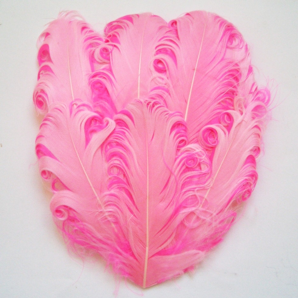 Feather Pad - 1 Light Pink on Hot Pink Curled Goose Feather Pad