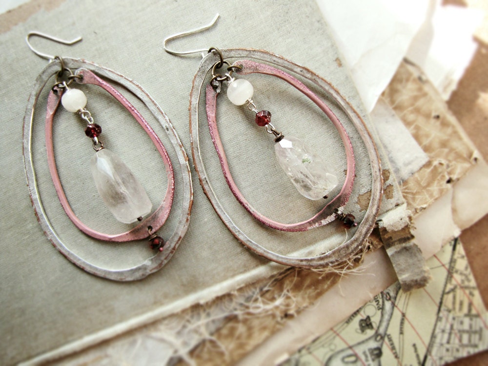 Unicorn blood - large hoop earrings - gypsy queen style - reclaimed metal