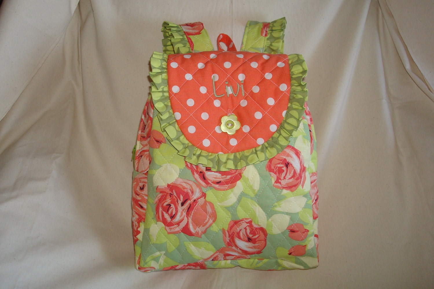 Child's Backpack in Amy Butler's Tumbling Rose print.