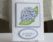 Purple Hydrangea flower card - Get Well - Religious - Handmade Greeting Card