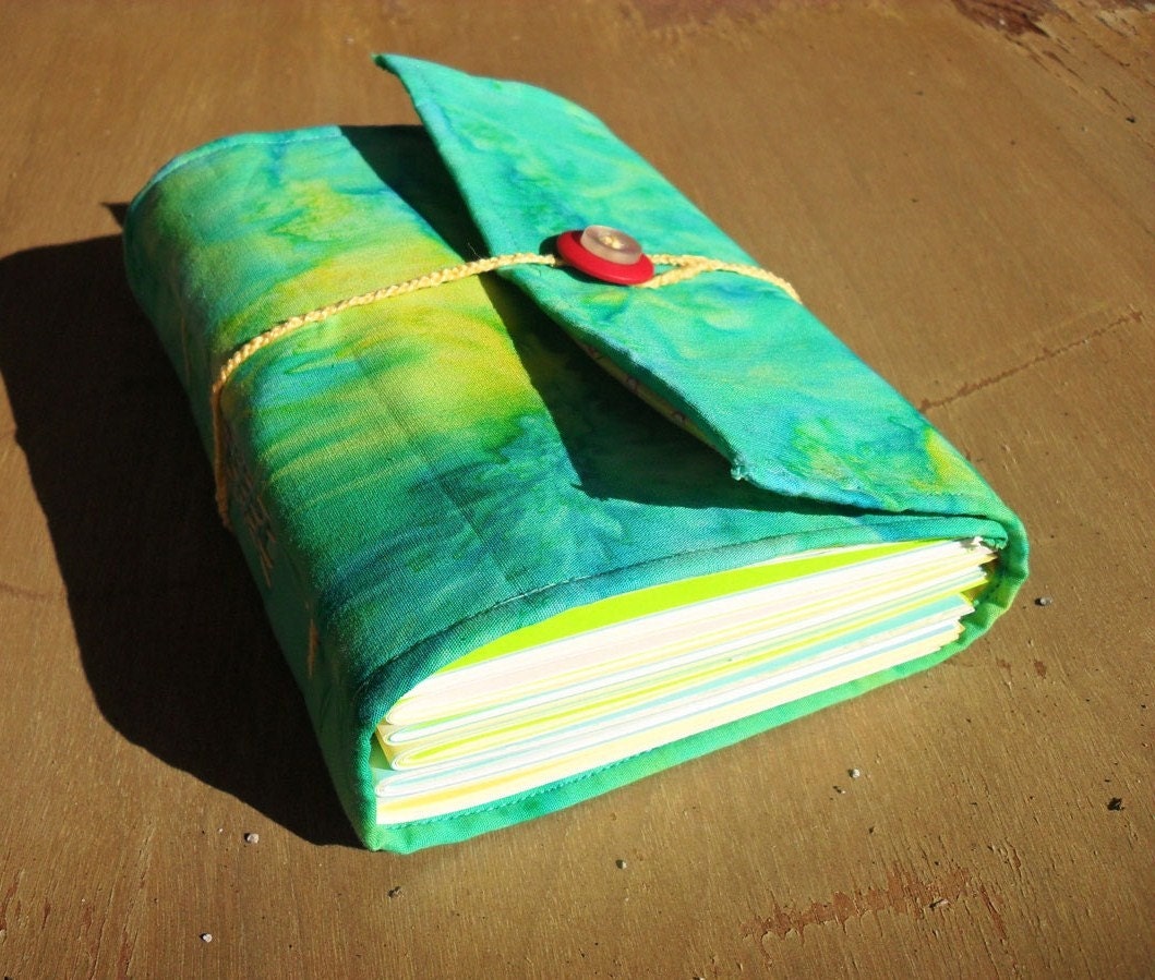 Caribbean Spritzer - Teal and Yellow Softcover Fabric Journal or Blank Book