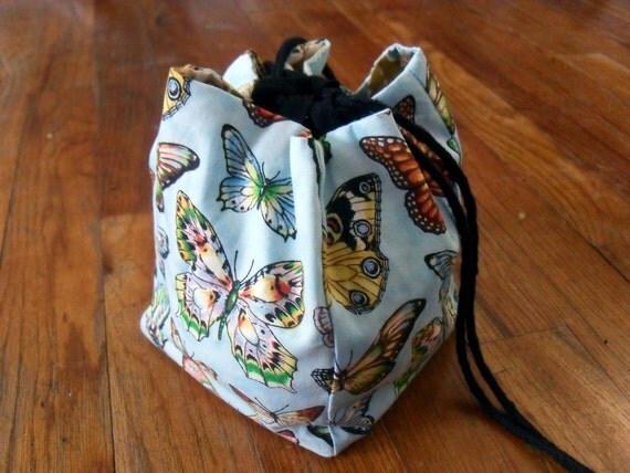 FlatBottom Bag Drawstring Reversible Purse or by CinderLisaBooks