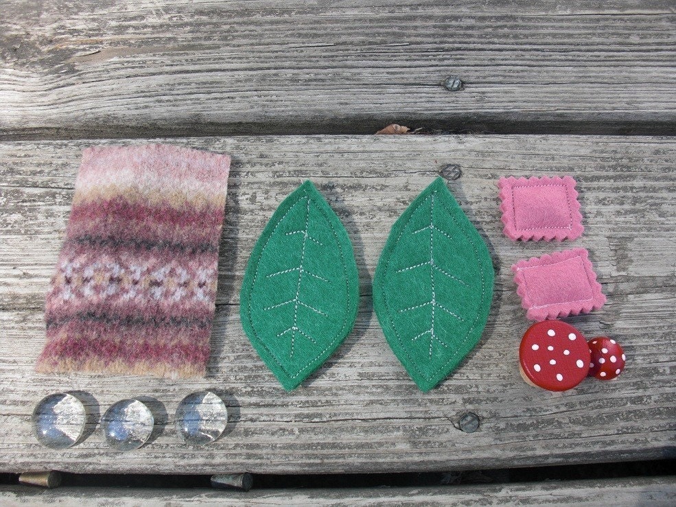 Gnome Fairy Furniture Bed Leaf and Mushroom Bedroom Set Pink