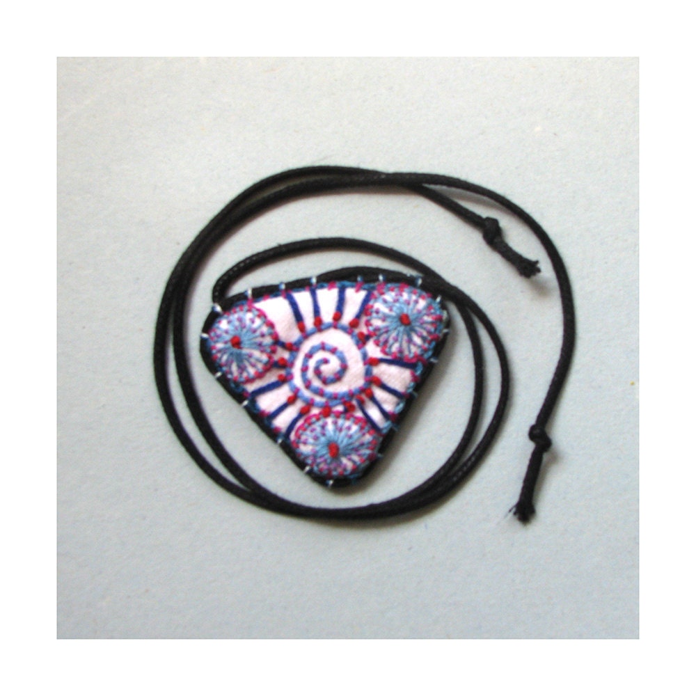 Hand Embroidered Triangle Necklace