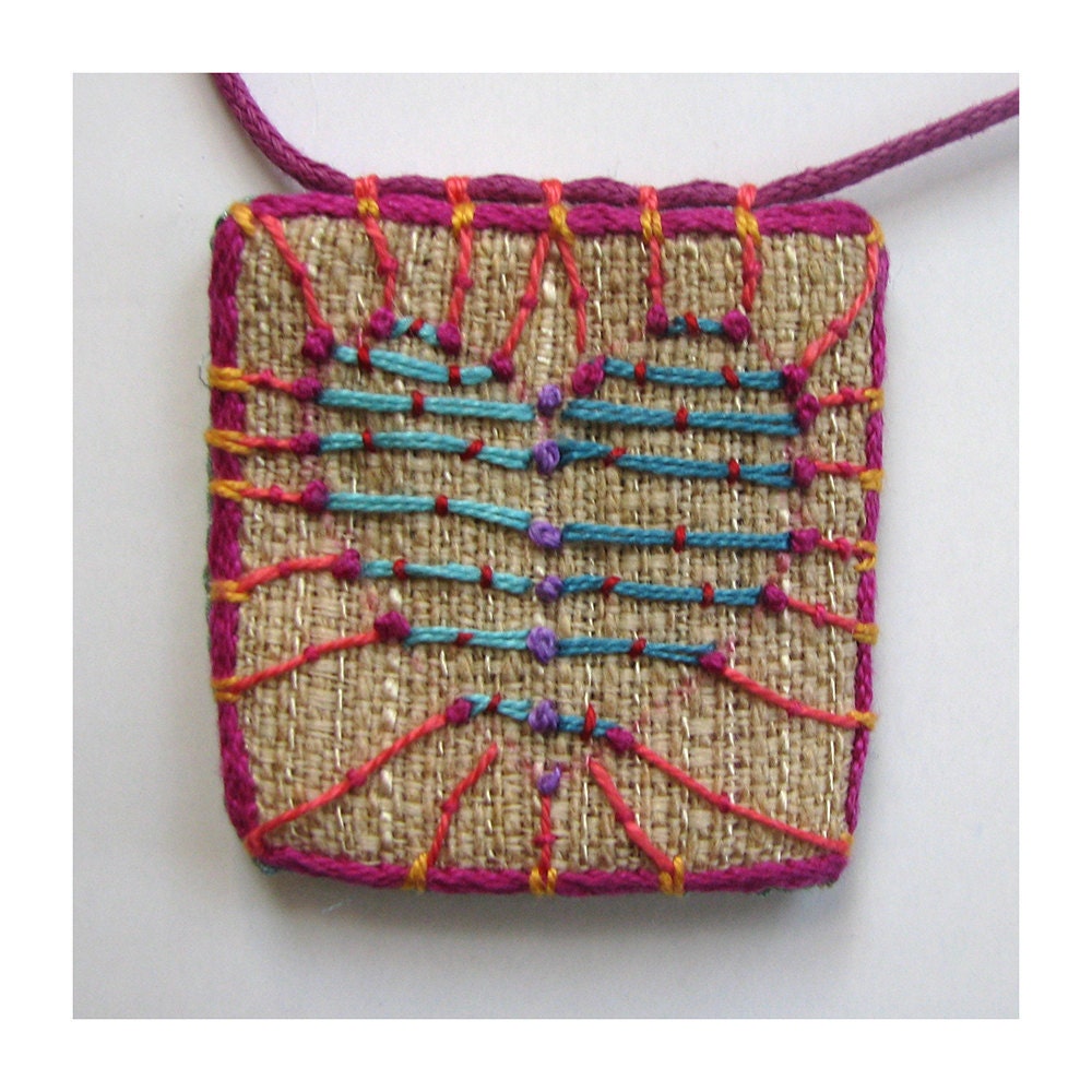 Hand Embroidered Valentine Heart Necklace