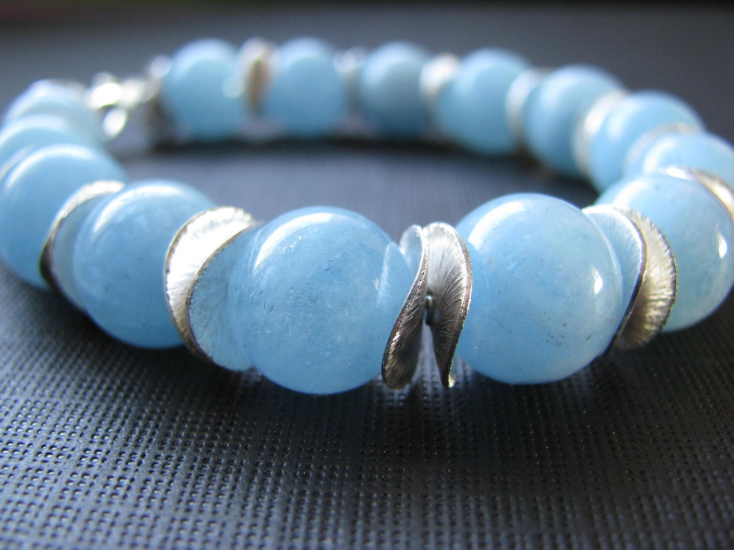 Funky Aquamarine and Sterling Silver Bracelet