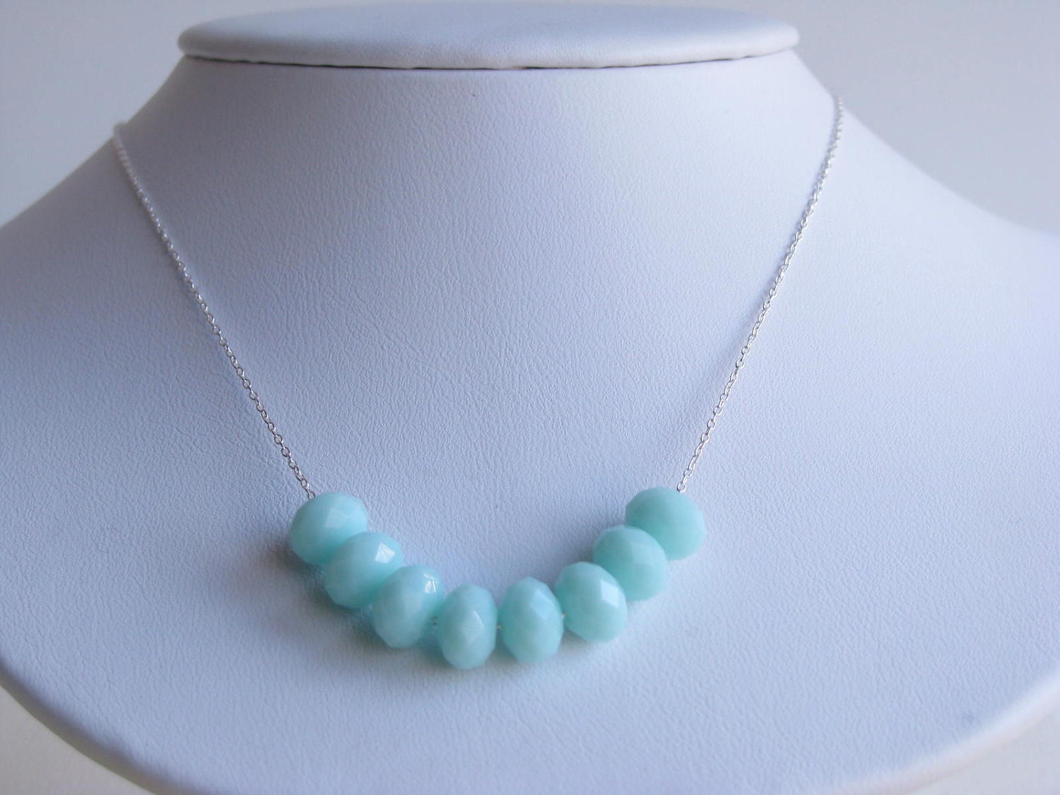 Carrie Necklace  Sterling Silver Necklace Aqua