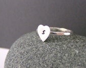 Custom Initial Heart, Sterling Silver Initial Ring