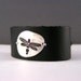 Dragonfly Sterling Silver Black Leather Cuff Bracelet