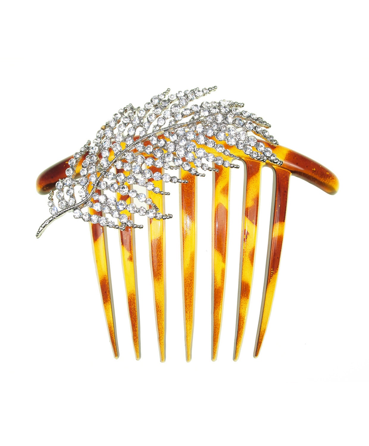 Bridal Crystal Hair Comb - Feather