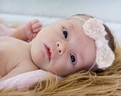Pretty Newborn Crocheted Apple Blossom Bow Headband - Photo Prop