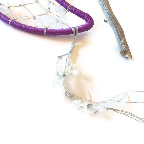 Moon dream catcher in silver and purple
