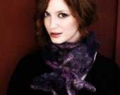 Shibori style felted scarf-violet