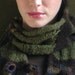 Shibori style scarf -moss green and aubergine
