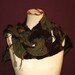 Shibori style scarf -moss green and aubergine