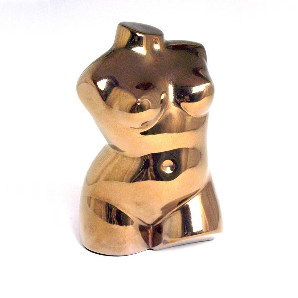 Ceramic Sculpture Nude Female Figure TORSO  gold 8"x5" Ltd ed 75