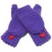 Convertible Crocheted Mittens Purple Wool