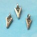 10 very tiny triangle / arrowhead charms or bails, silver tone, 10mm