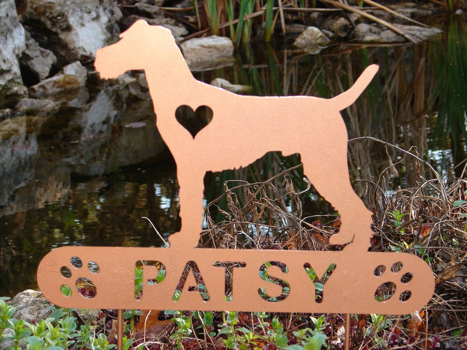 Irish Terrier PET MEMORIAL Garden Plaque Stake Yard by artbyjack