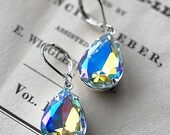 Cryatal Clear AB Vintage Pear Earrings