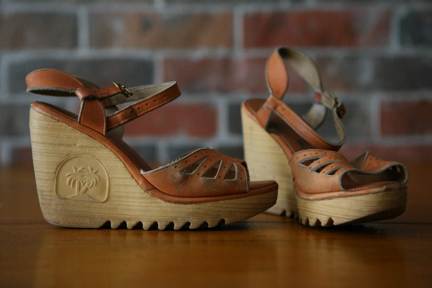 Items similar to platform wedge heel strap sandals with rubber sole