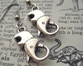 Steampunk Elephant Earrings Pierced Ear Hook Dangle Rustic Antiqued Silver Tone Kitsch Fashion Jewelry Cosmic Firefly Las Vegas