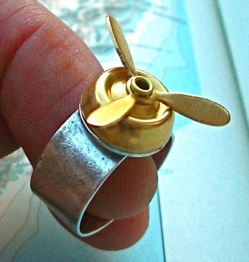 Steampunk Ring Spinning Propeller Ring Brass & by CosmicFirefly