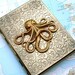 Metal Cigarette Case Brass Octopus Case Nautical Steampunk Gothic Victorian Antiqued Gold Brass Slim Metal Wallet Oversized Card Holder