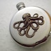 Round Octopus Flask Vintage Inspired Style Pirate Flask Steampunk Accessories Rustic Brass Octopi Stainless Steel Silver Plated Pocket Flask