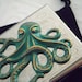 Green Octopus Business Card Case Gothic Victorian Nautical Steampunk Vintage Inspired Style Slim Silver Plated Case