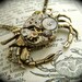 Steampunk Necklace Vintage Watch Movement Crab Nautical Sealife Popular Jewelry Rustic Gold Brass Metal Lightweight